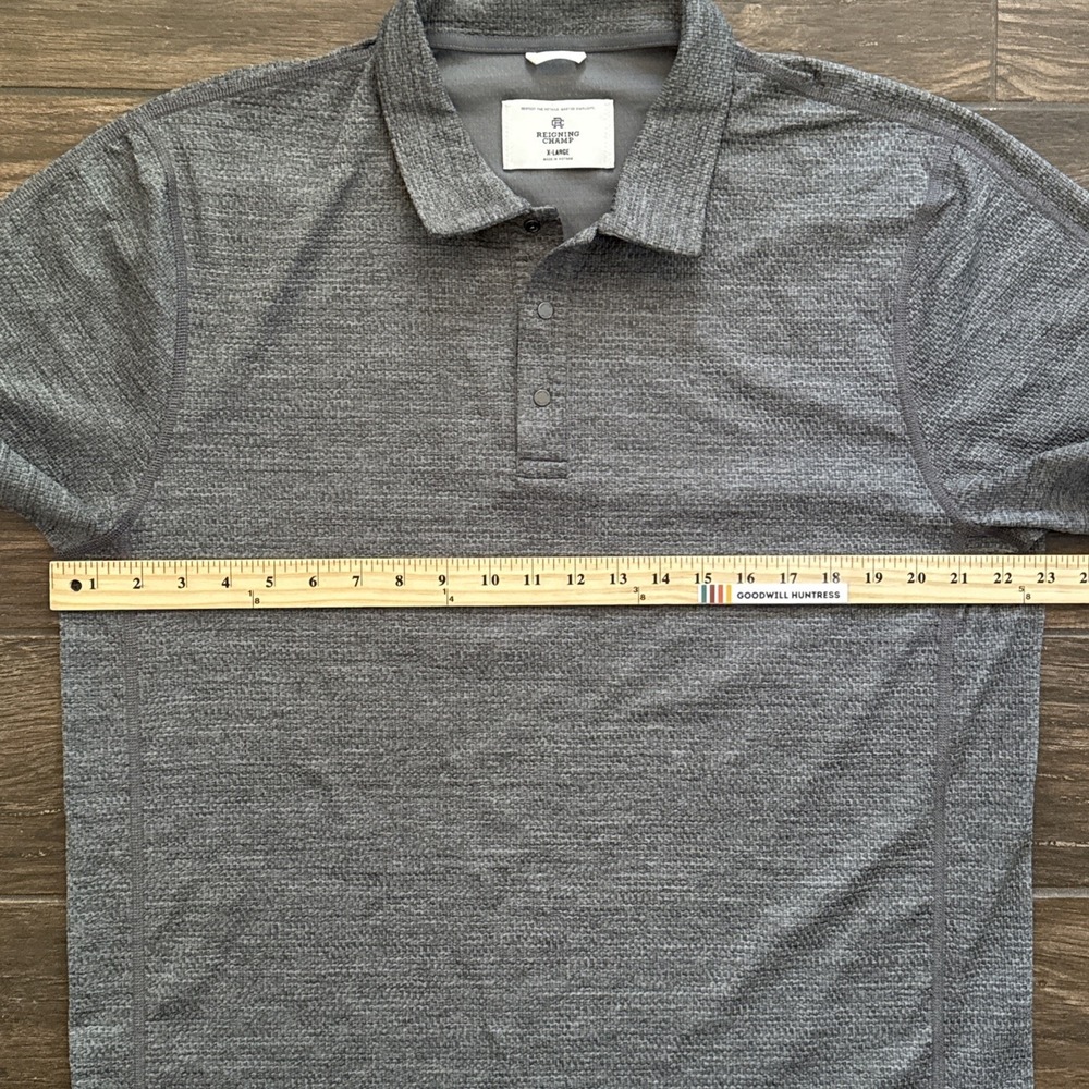 Reigning Champ Polo Shirt Men XL Gray Performance Stretch Snap Solotex - Picture 4 of 8